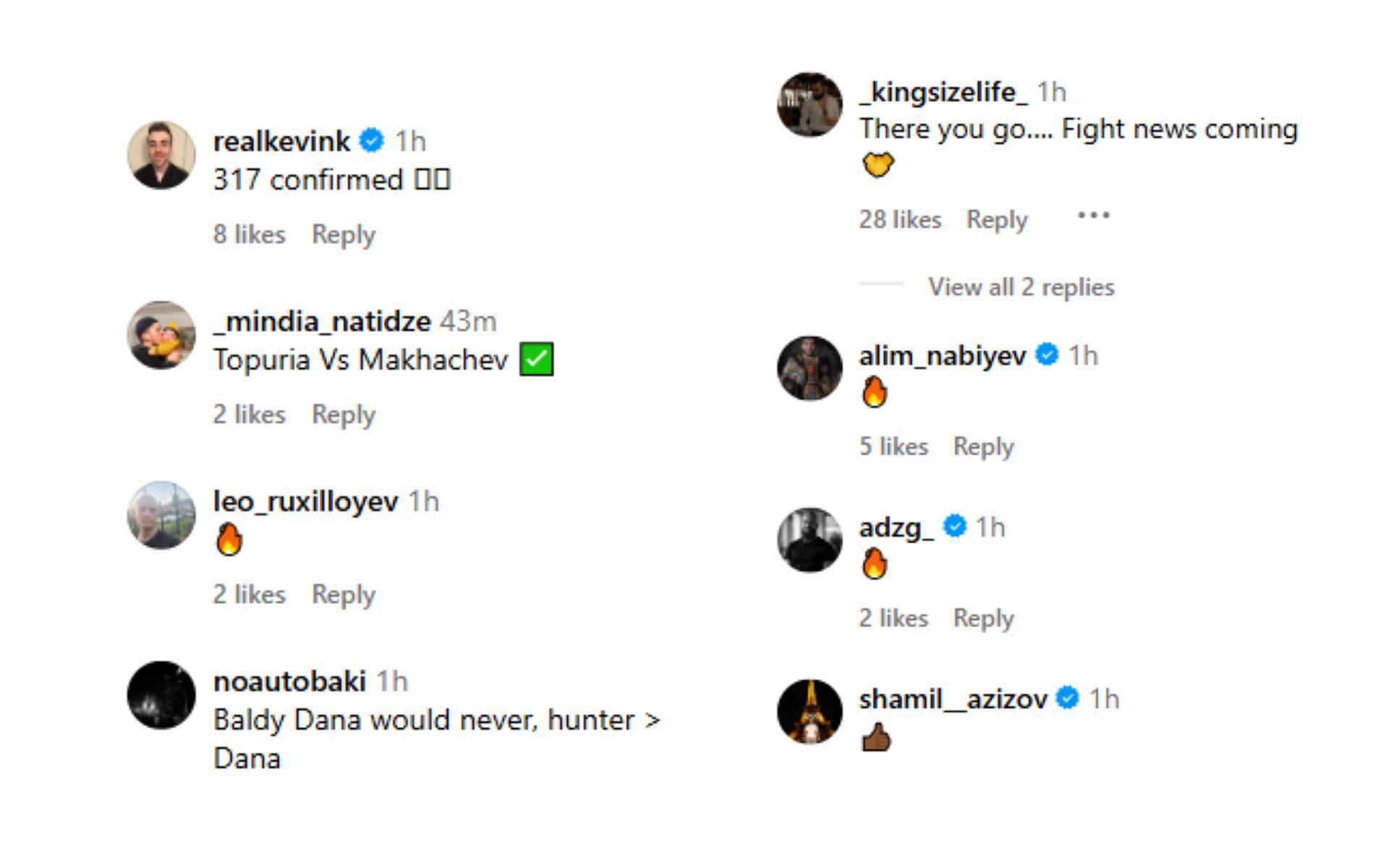Fan comments. [Screenshots courtesy: @rizvan_magomedov on Instagram]
