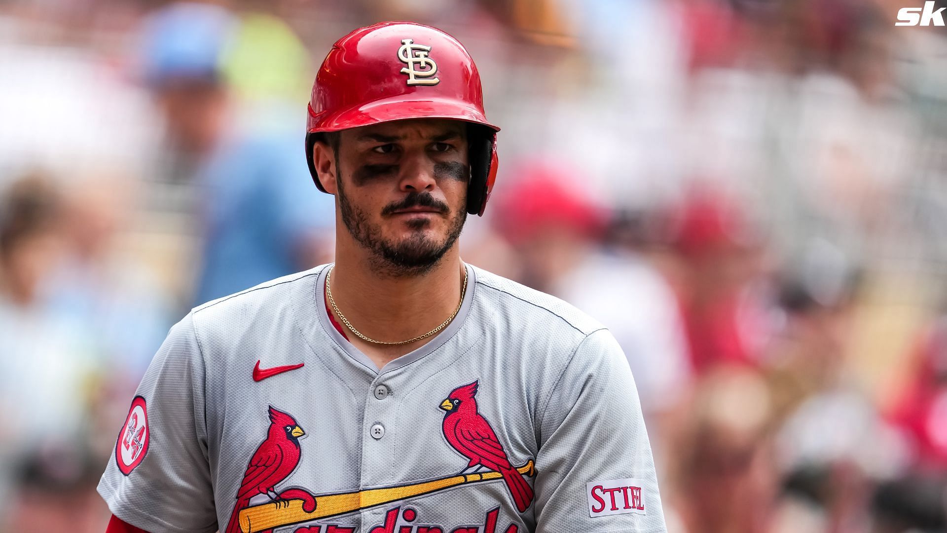 Nolan Arenado of the St. Louis Cardinals looks on against the Minnesota Twins at Target Field (Source: Getty)