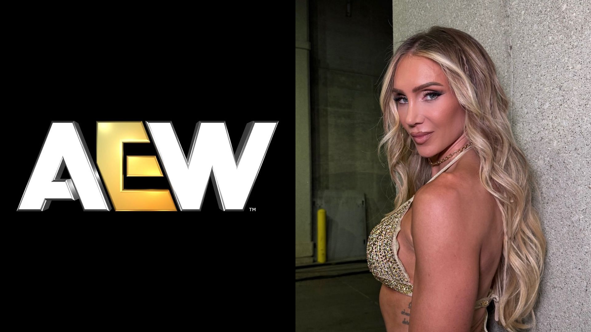 AEW logo (left) and Charlotte Flair (right). (Image credits: AEW Facebook page &amp; Charlotte Flair