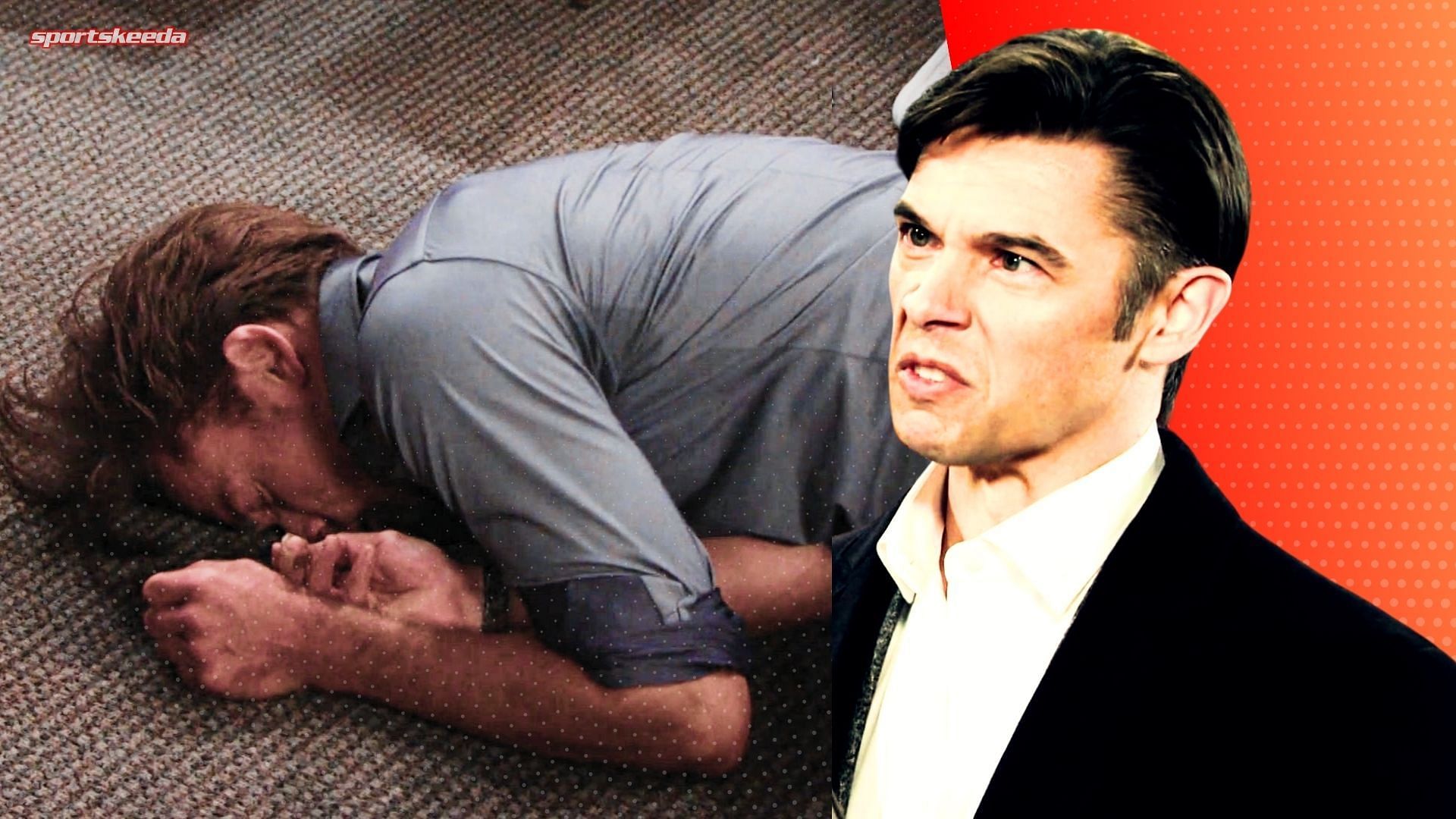 Xander brutally assaults Philip on Days of Our Lives (Custom edit by Sportskeeda, Original images via Peacock/@Days of Our Lives)