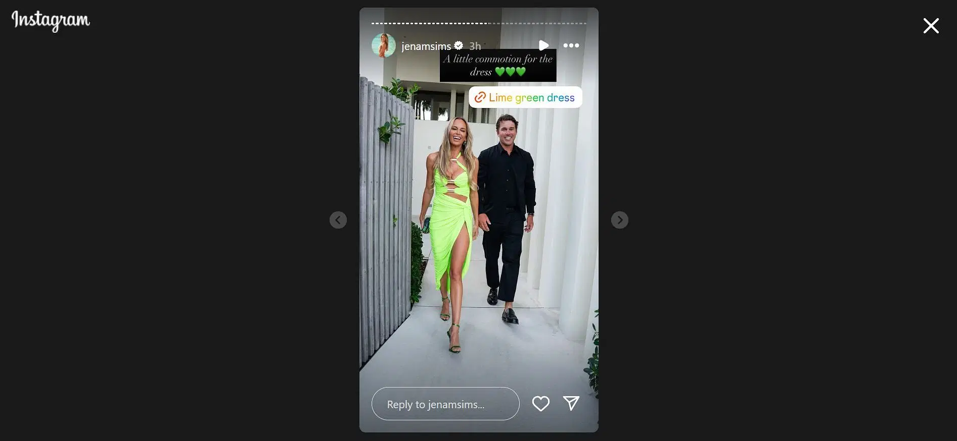 Jena Sims and Brooks Koepka (Image Via: IG @jenamsims)