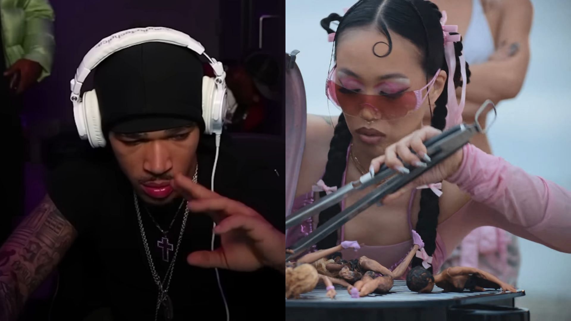 Fans are reacting to the SAILORR shouting out Plaqueboymax in her new song (Image via plaqueboymax and SAILORR/YouTube)