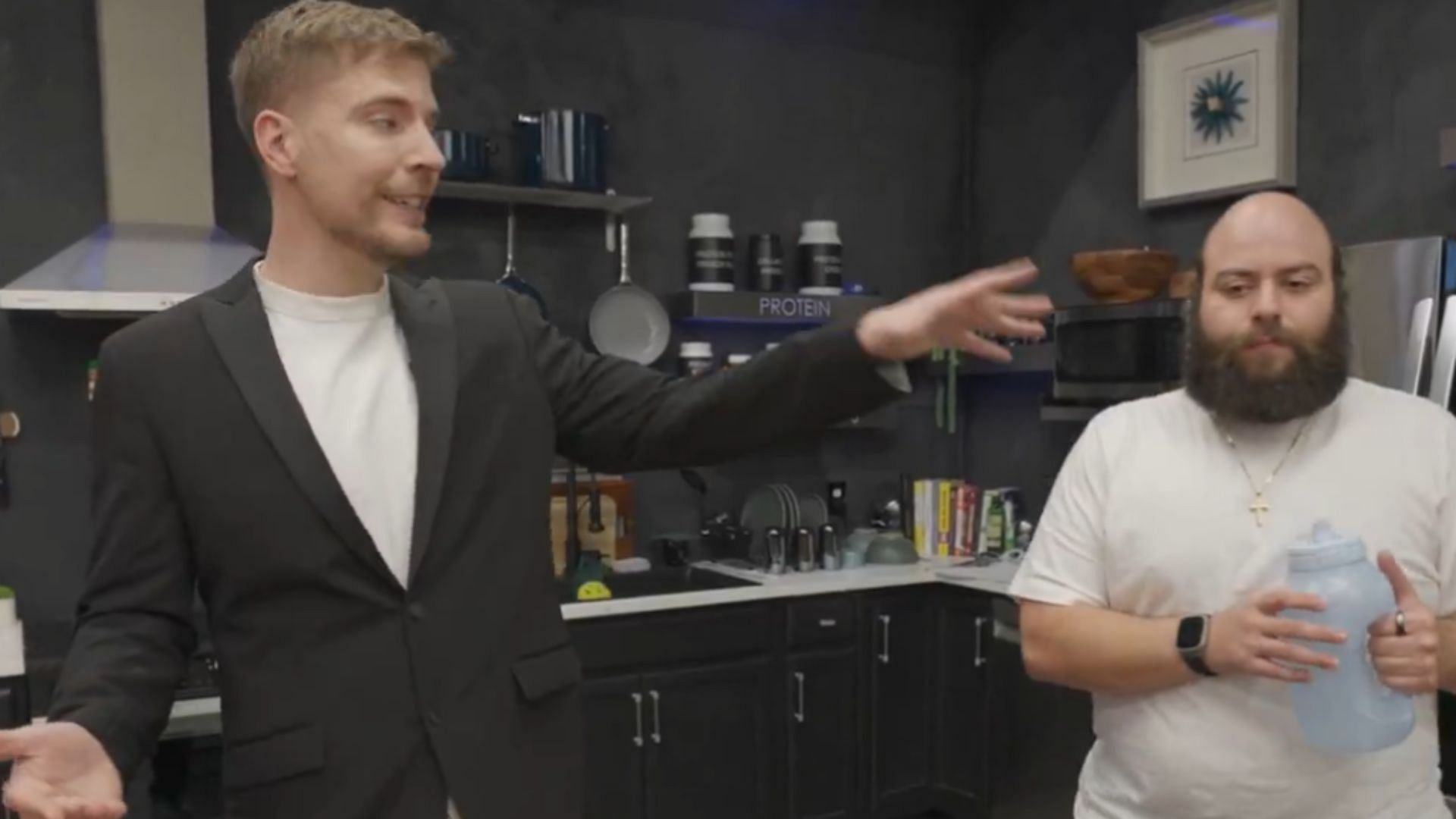 MrBeast is currently working on a video in which a man has been challenged to lose a hundred pounds in exchange for potentially over a million dollars (Image via FearedBuck/X)f