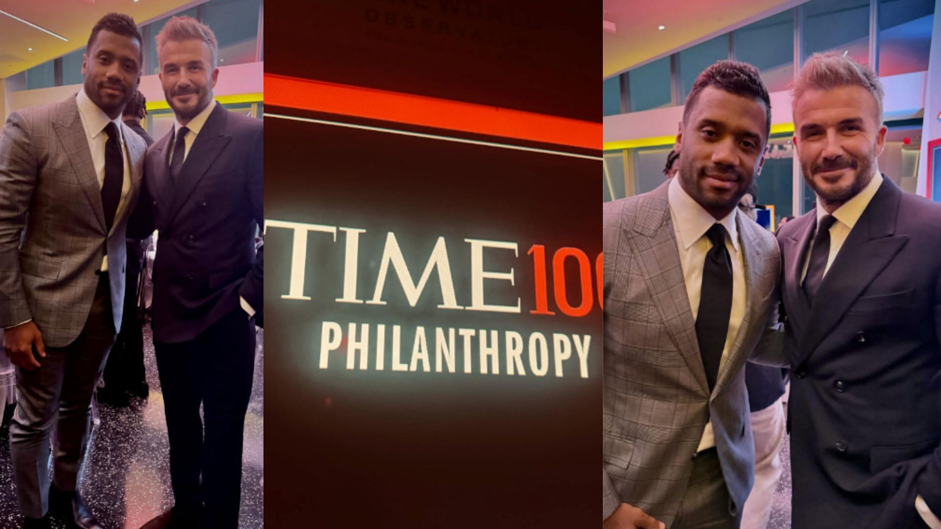 Wilson spent an evening with David Beckham at the Time 100 event. (Photos via Russell Wilson&#039;s Instagram)