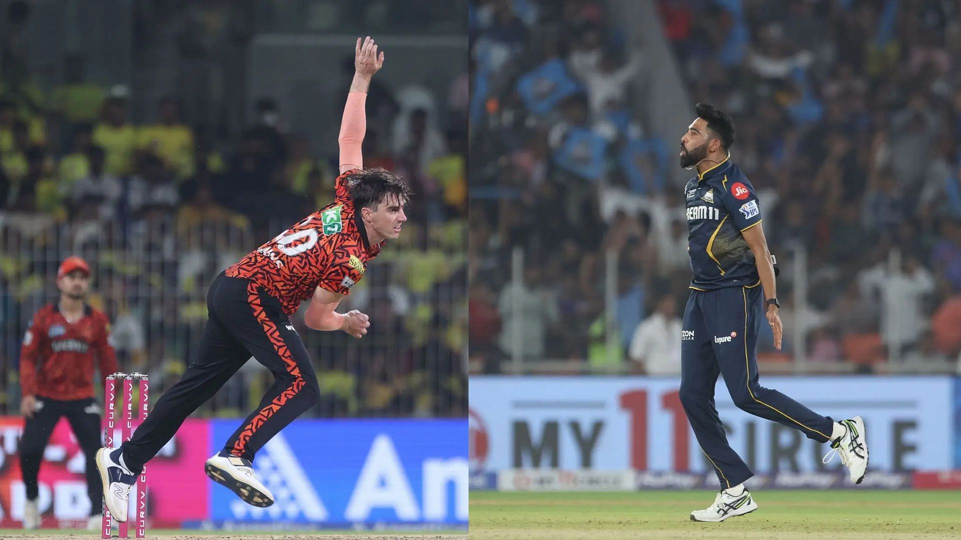 Pat Cummins (L) and Mohammed Siraj (R) - Source: Getty