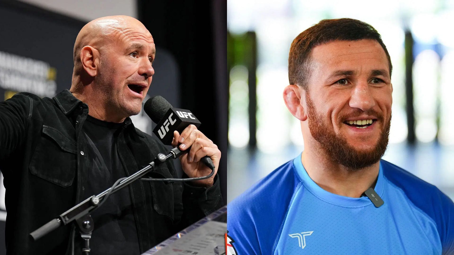Dana White (left) once slammed Merab Dvalishvili (right) for attitude towards UFC title shot. [Images courtesy: Getty Images]