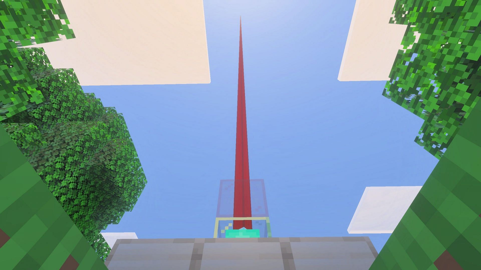 The beacon beam will be visible up to 2048 blocks. (Image via Sportskeeda Gaming || Mojang Studios)