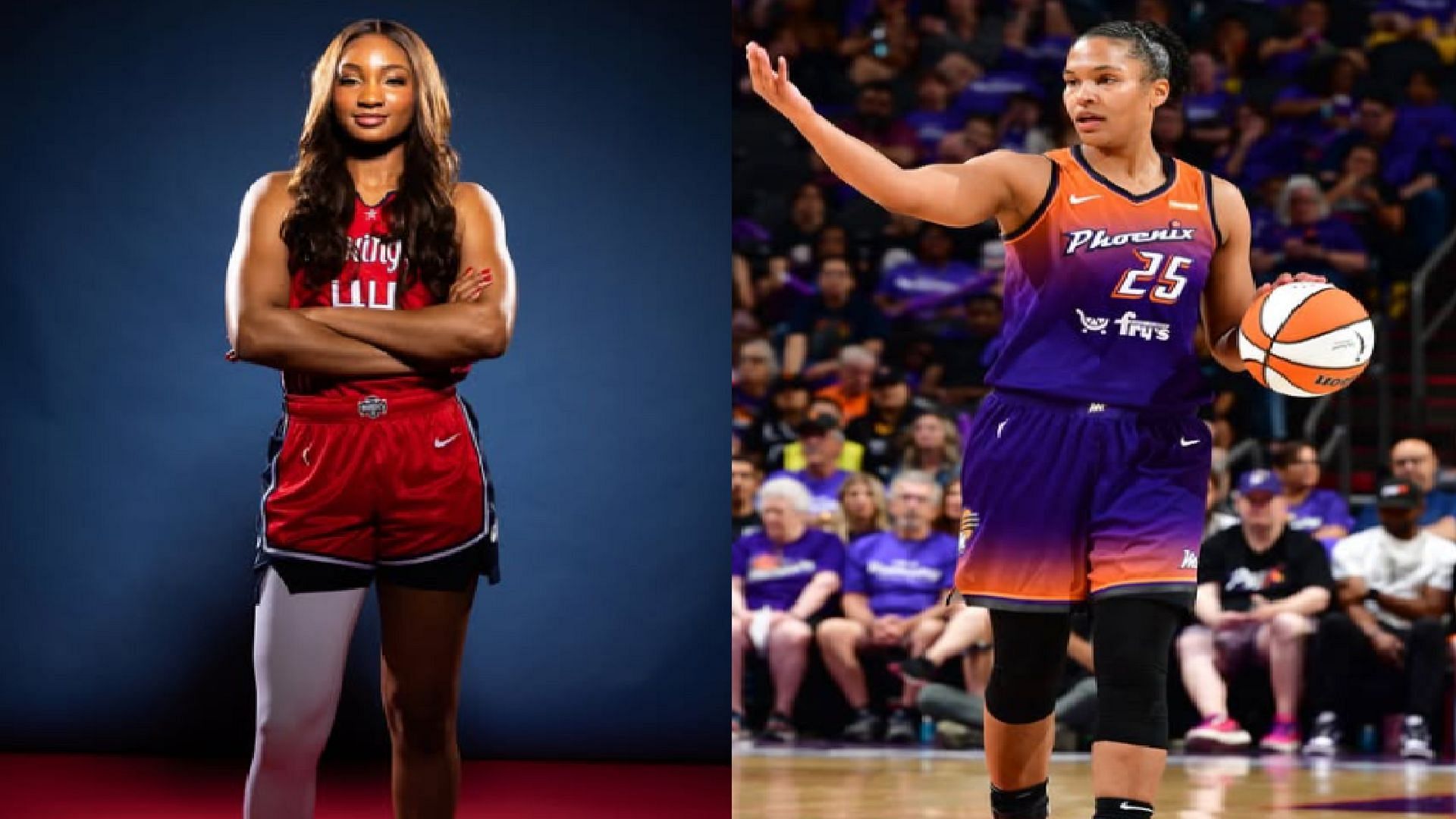 An image of Kiki Iriafen and Alyssa Thomas side by side