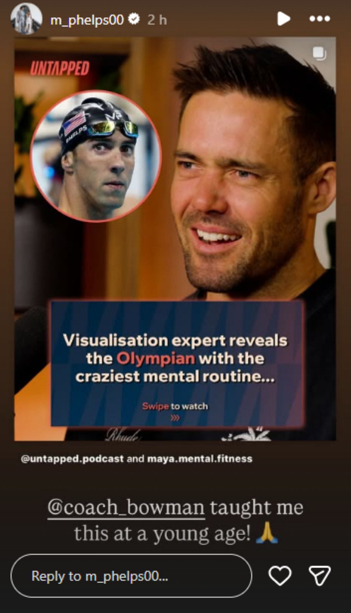 Screengrab of Phelps&#039; recent Instagram story [Image Source: Michael Phelps&#039; Instagram]