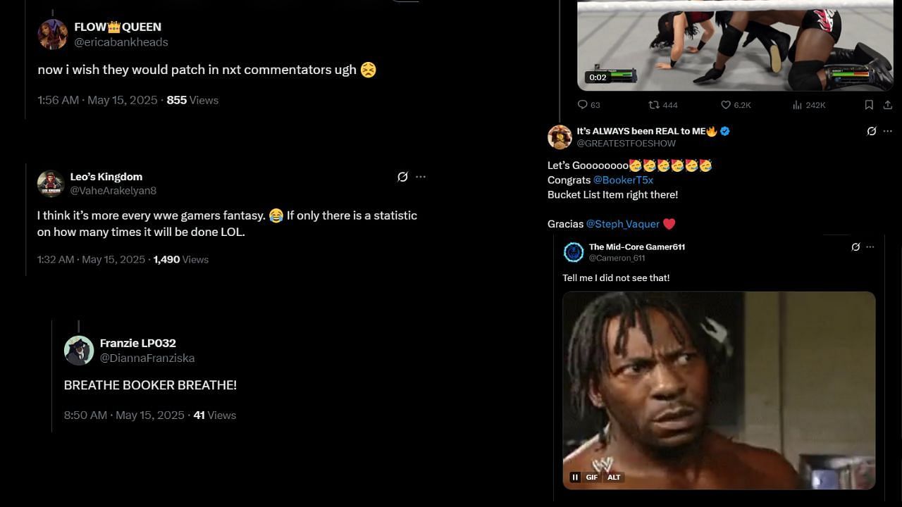 Fan reactions to viral WWE 2K25 clip (Credit: Fan reactions on X)
