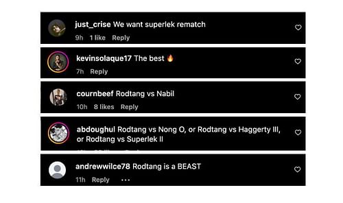 Screenshot of comments. [ONE Championship/Instagram]