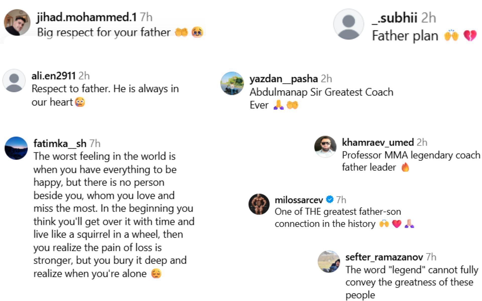 Fan reactions [Screenshots courtesy: @khabib_nurmagomedov on Instagram]