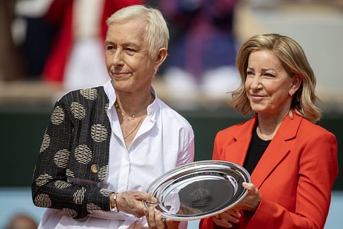 Martina Navratilova and Chris Evert pictured at the 2024 French Open | Image Source: Getty