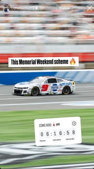 Chase Elliott's Instagram story featuring #9 paint scheme and countdown - Image via Instagram/@chaseelliot9