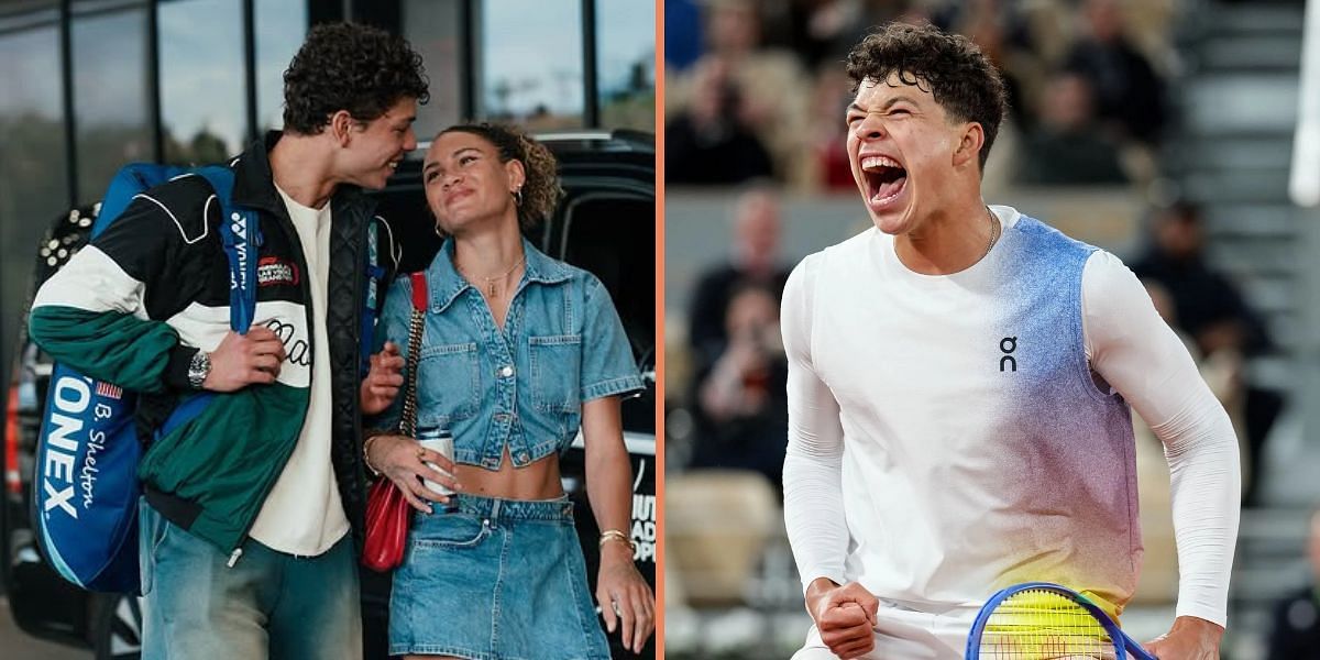 Ben Shelton and Trinity Rodman (left, Source: Instagram/benshelton), Ben Shelton (right, Source: Getty)