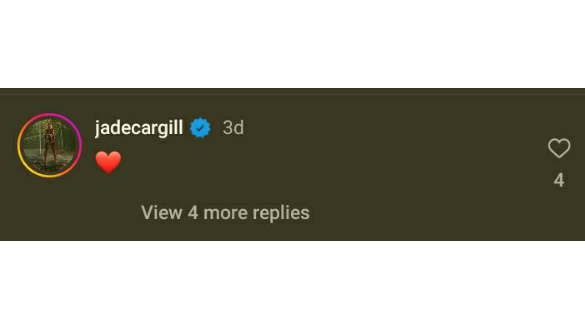 Jade Cargill left a supportive comment under Jamie Hayter&#039;s post [Source: Hayter&#039;s IG post]