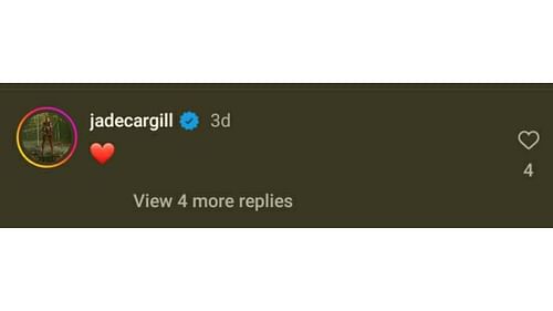 Jade Cargill left a supportive comment under Jamie Hayter's post [Source: Hayter's IG post]
