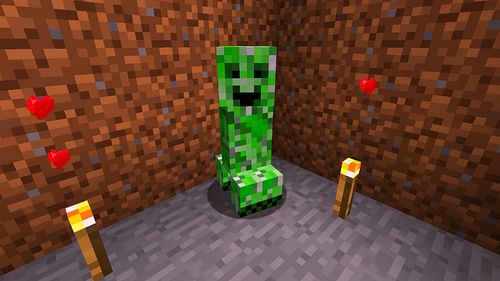 Smiling creeper was a fascinating variant of the exploding mob. (Image Minecraft Wiki || Mojang Studios)