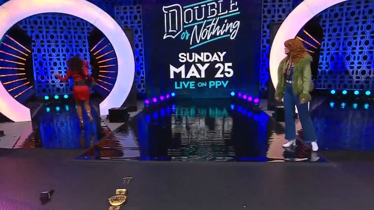 AEW star running after almost being attacked by another star on Dynamite (Image via AEW