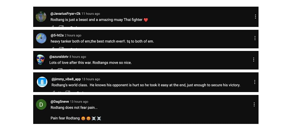 Screenshot of comments. [ONE Championship/YouTube]