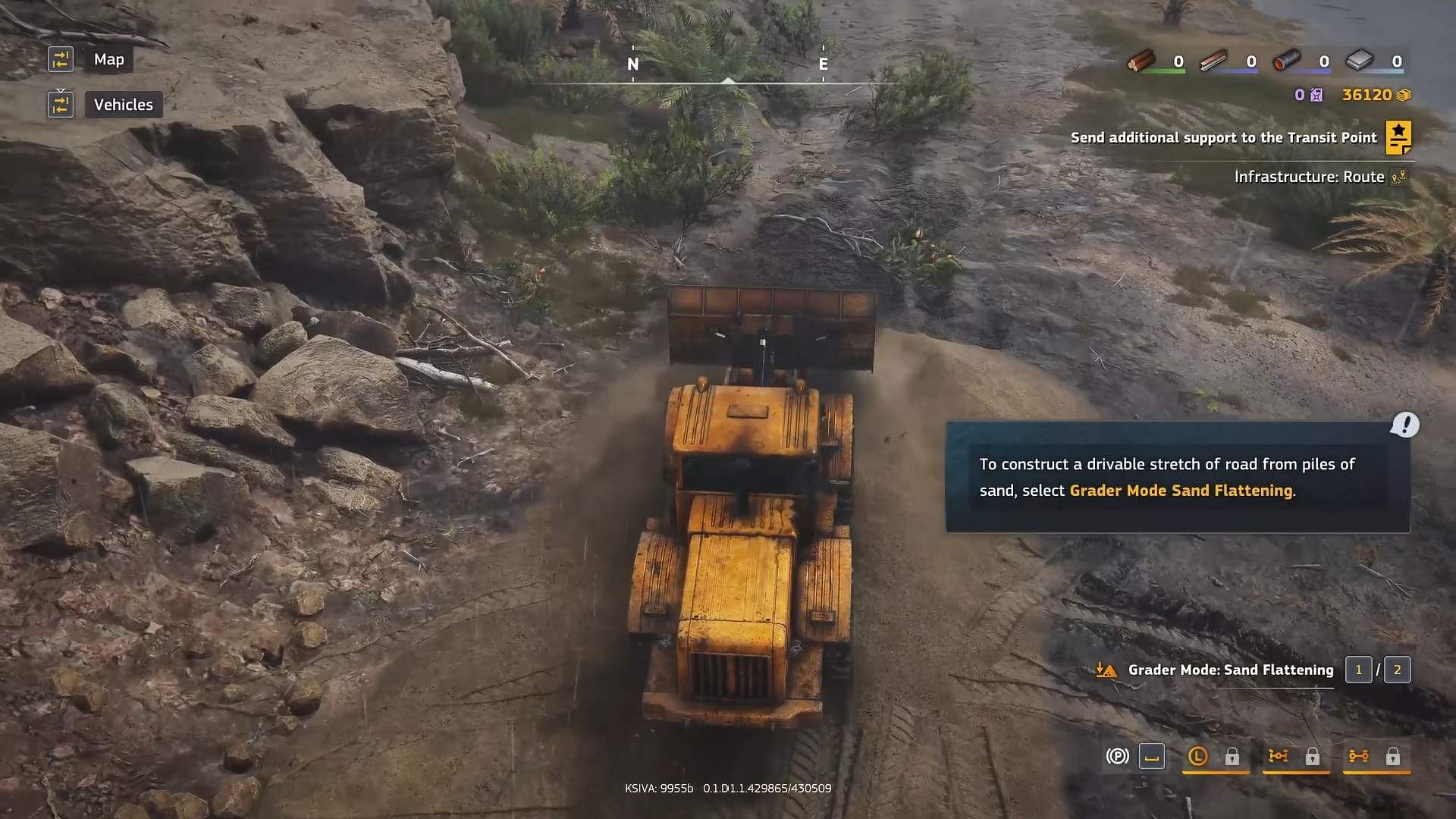 Use a bulldozer to flatten the sand (Image via Focus Entertainment || YouTube@1UPTips)