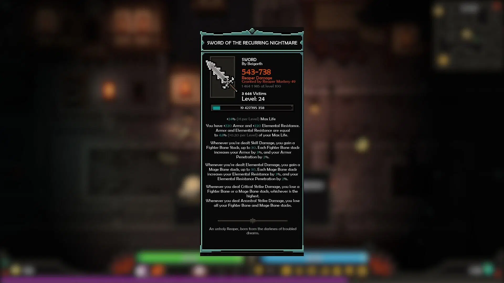 Sword of the Recurring Nightmare in The Slormancer (Image via Slormite Studios)
