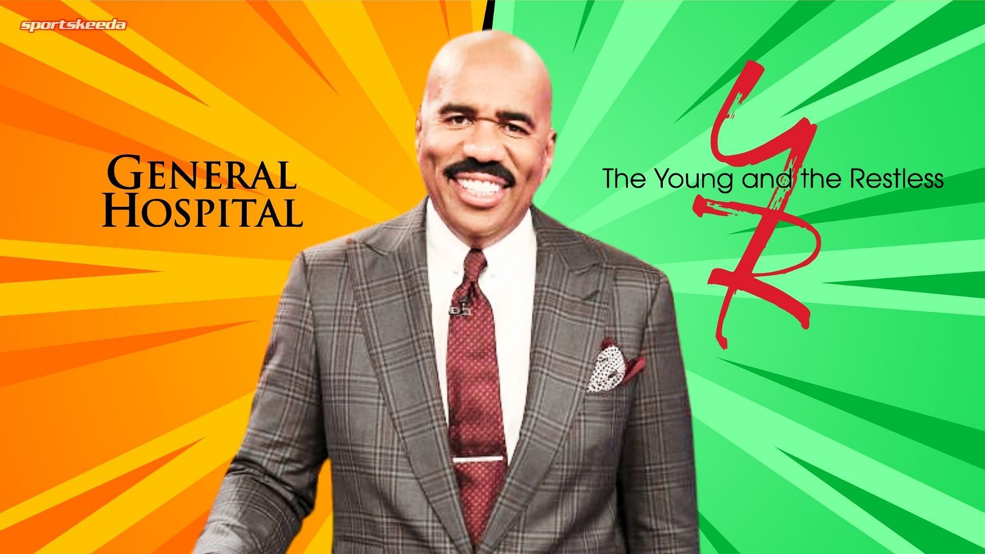 Steve Harvey will host Celebrity Family Feud with General Hospital and Y&amp;R participants (Custom cover edited by Sportskeeda, Original image via ABC/@Celebrity Family Feud)