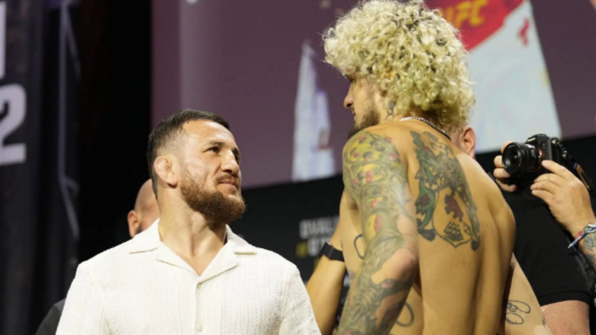 Merab Dvalishvili (left) issues promise to fans ahead of UFC 316 rematch against Sean O