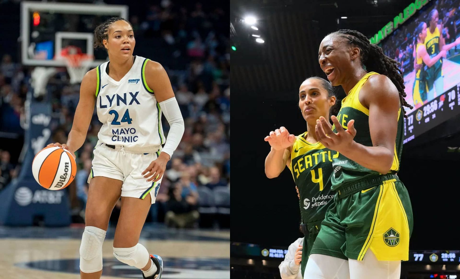 Napheesa Collier and Nneka Ogwumike with Skylar Diggins