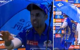 Suryakumar Yadav carries umbrella to post-match interview amid pouring rain in MI vs DC IPL 2025 match [Watch]