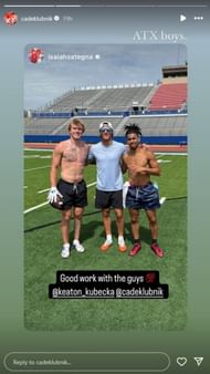 Image via Cade Klubnik's Instagram story.