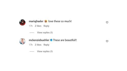 Comments on Reagan Elizabeth's post featuring Maria Hader and McKenzie Buehler (Source: Instagram @reaganelizabeth)
