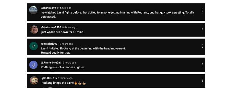 Screenshot of comments. [ONE Championship/YouTube]