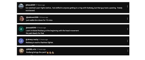Screenshot of comments. [ONE Championship/YouTube]