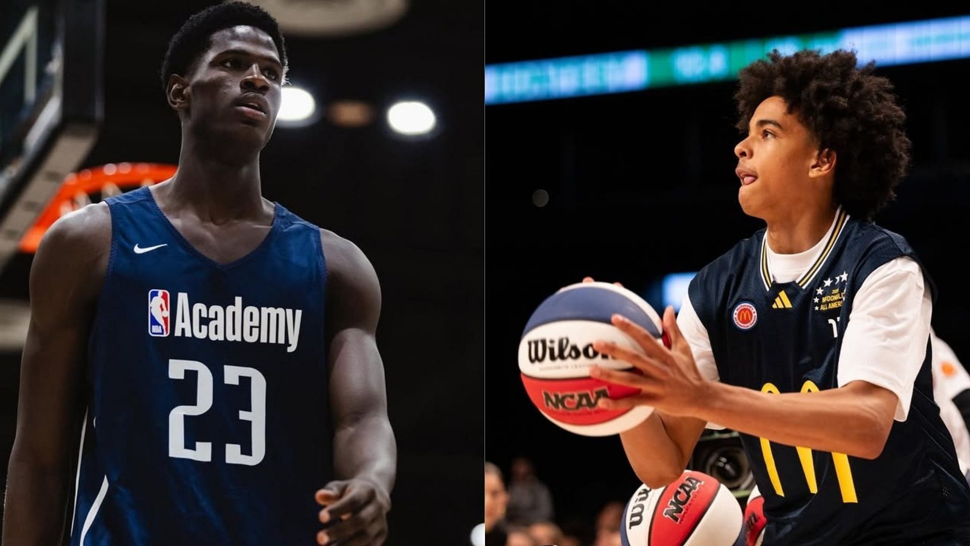 Four-star African forward Mouhamed Camara and Lousville commit Mikel Brown Jr. (Images via Instagram @camara9_ and @mikel_brownjr)
