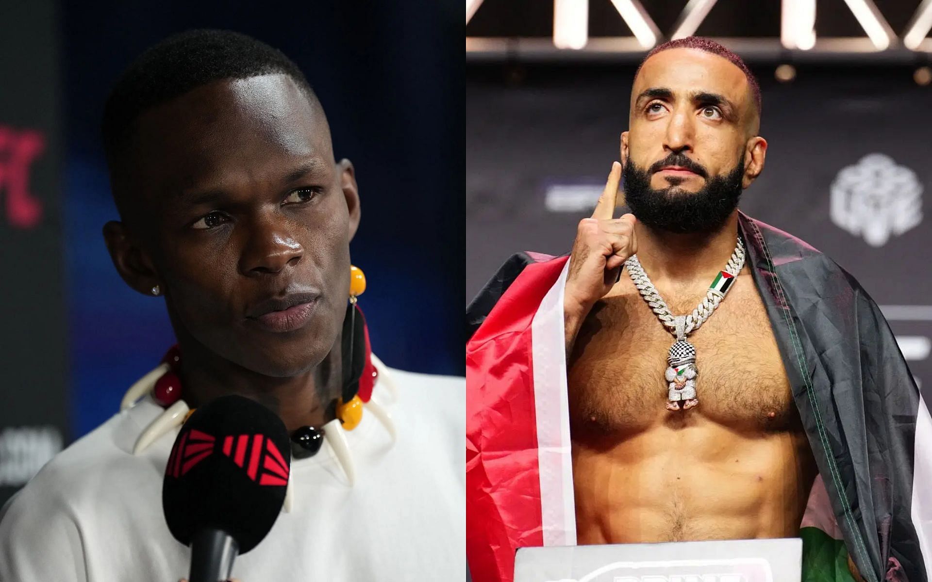 Israel Adesanya (left) suggests fan-hate for Belal Muhammad (right) stems from his Palestinian-roots [Images courtesy: Getty Images]