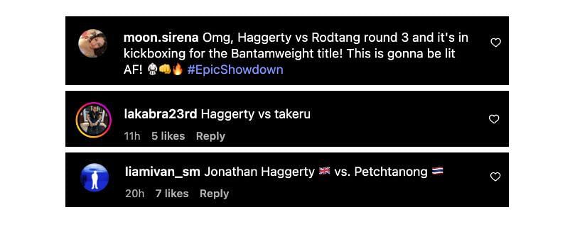 Screenshot of comments. [ONE Championship/Instagram]