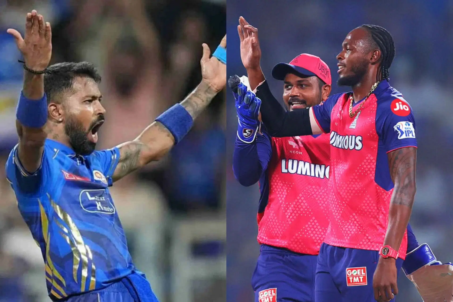 Hardik Pandya (L) and Jofra Archer (R) (Image via Instagram-@