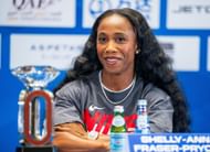 Shelly-Ann Fraser-Pryce at Doha Diamond League 2025 Press Conference - Source: Getty
