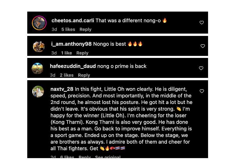 Screenshot of comments. [ONE Championship/Instagram]