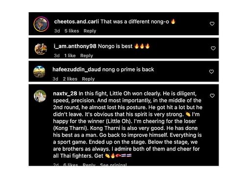 Screenshot of comments. [ONE Championship/Instagram]