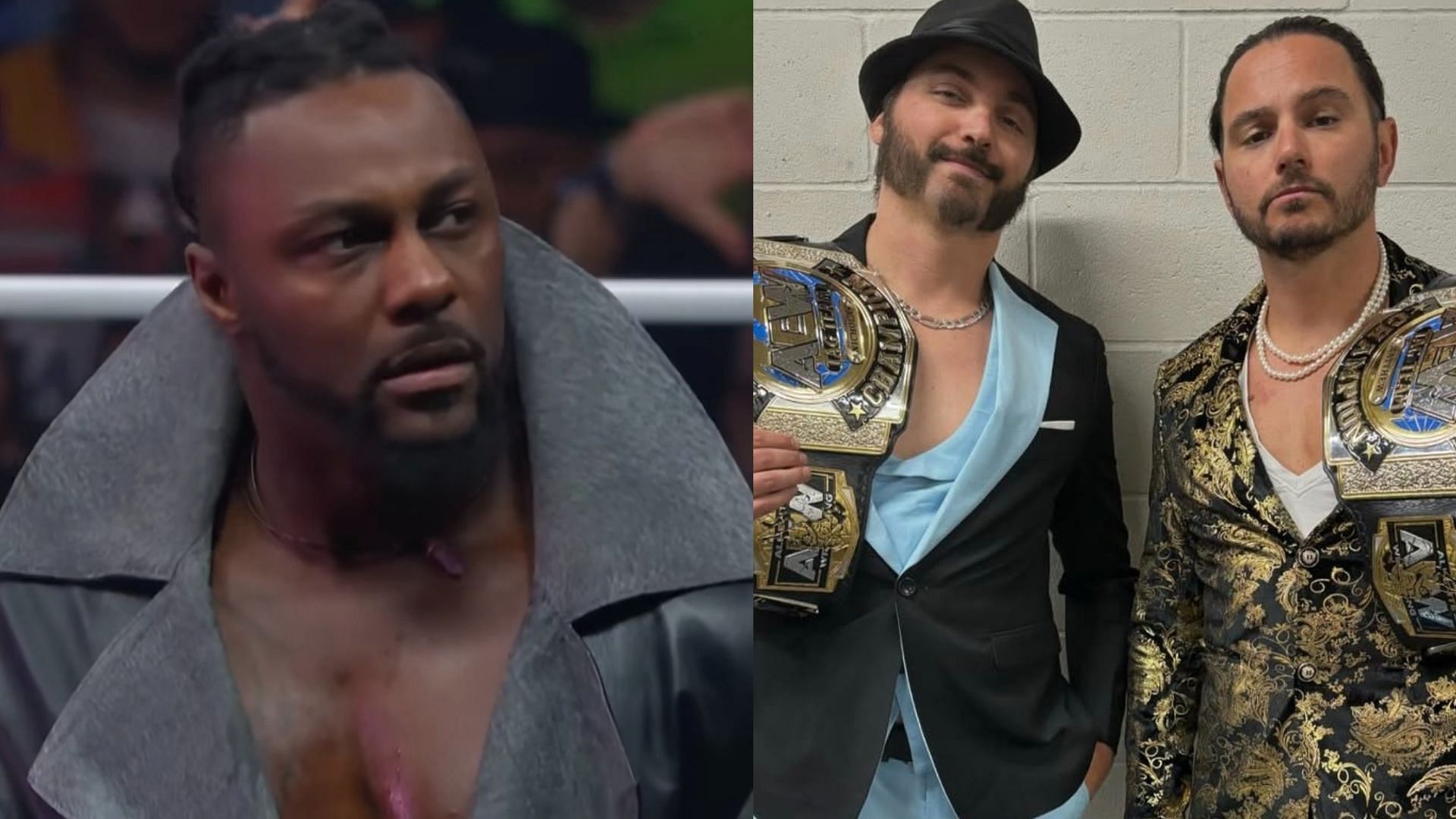 Swerve Strickland is currently feuding with The Young Bucks. [Image credits: AEW YouTube and Nicholas Jackson