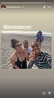 Gilbert Arenas' daughter Hamiley Arenas shares beachside moment with mom Laura Govan and sister Izela on Mother's Day (Image: IG/hamileyarenas0)