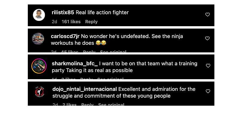 Screenshot of comments. [ONE Championship/Instagram]
