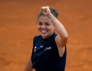 Paolini in action at the Italian Open 2025 - Day Nine - Source: Getty