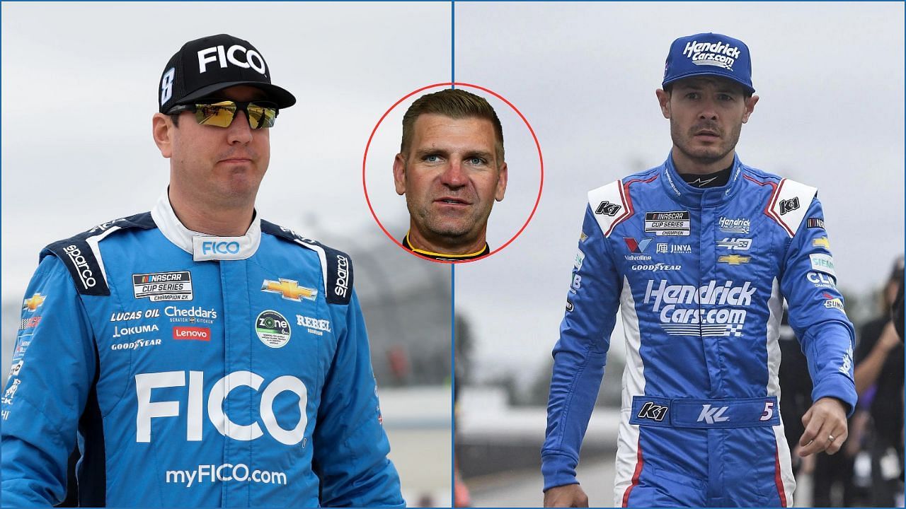 In Picture: Kyle Busch, and Kyle Larson (from Left) and Clint Bowyer (circle). Credit: Imagn Images