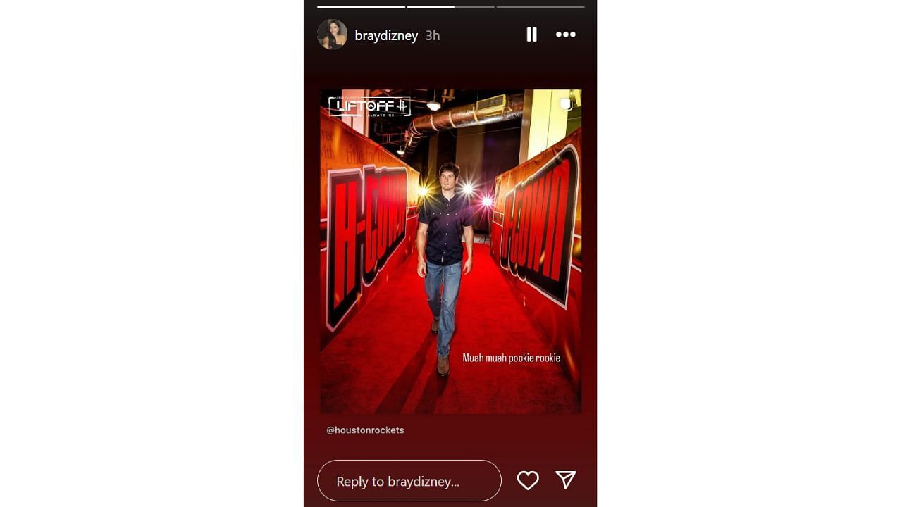 Brailey Dizney&#039;s reaction to Reed Sheppard&#039;s outfit heading into Game 7 on Sunday. [photo: @braydizney/IG]