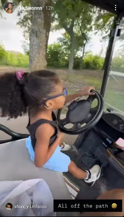 Ja Morant's five-year-old daughter, Kaari, shows off her golf cart driving skills.