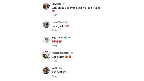 Screenshot of Kayla Harper, Taylor Chapman and Jessica Castellanos' comments on Evyn Stubbs' Instagram post (Images from - Instagram.com/@theskinroutine)