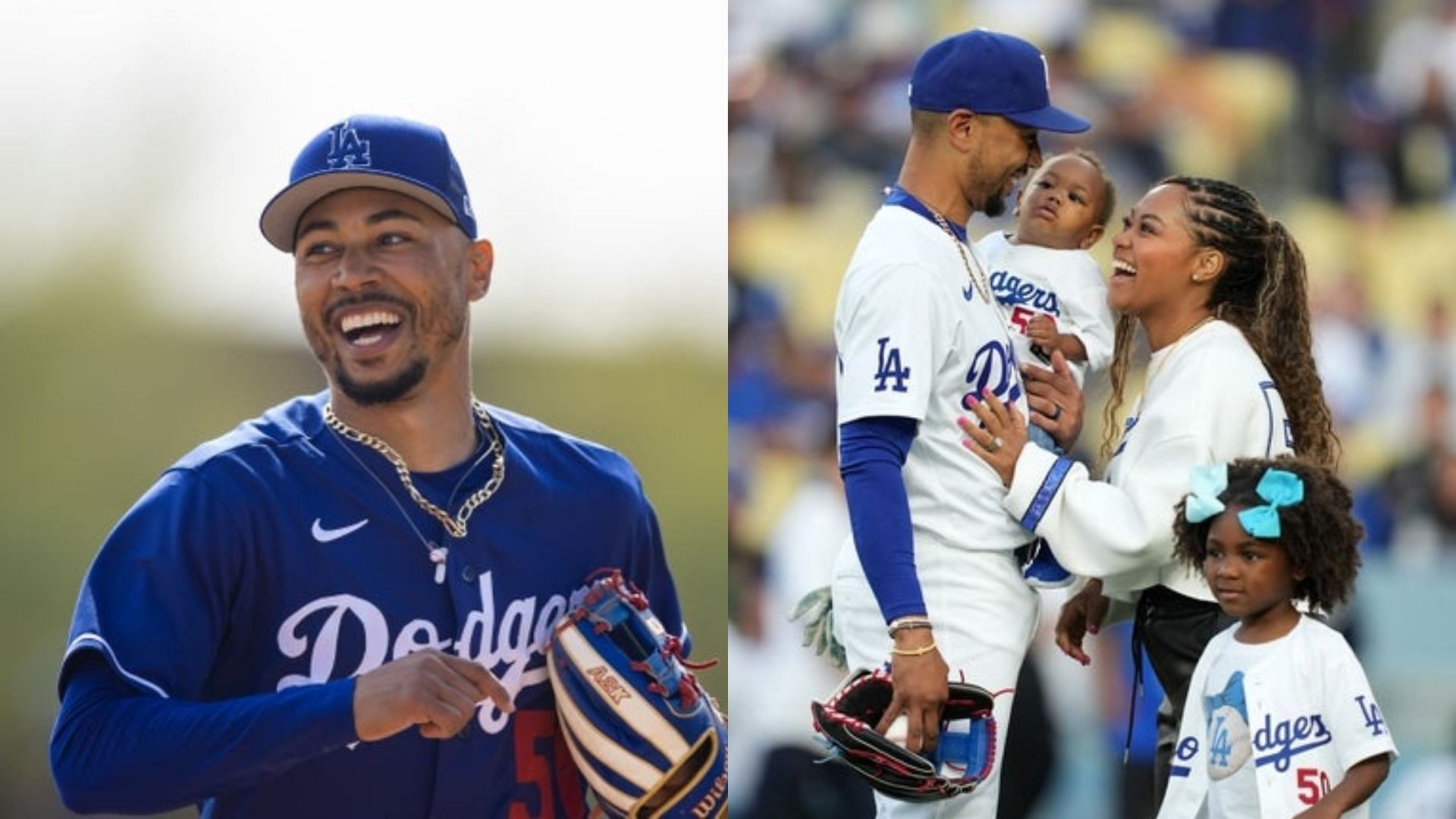 Los Angeles Dodgers Mookie Betts, His Wife Brianna, &amp; Their Kids Kaj and Kynlee